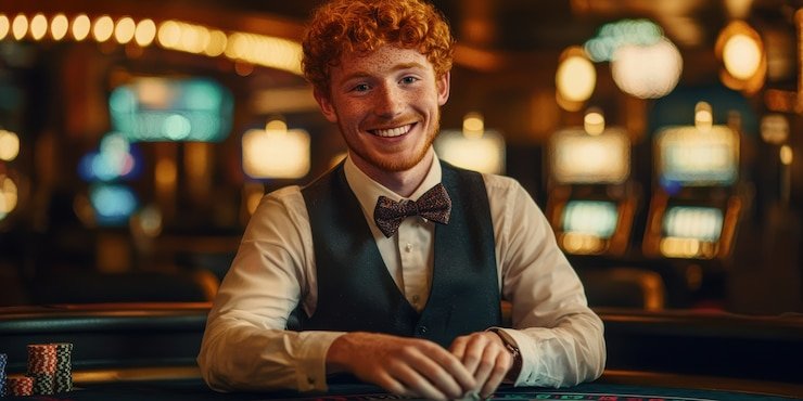 Multi-camera view of live dealer showing cards being dealt from shoe at Free Bet Blackjack table